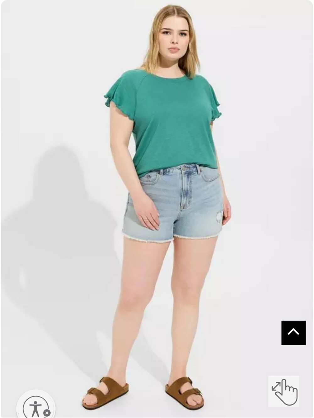 Torrid Cotton Modal Slub Crew Neck Flutter Sleeve Tee